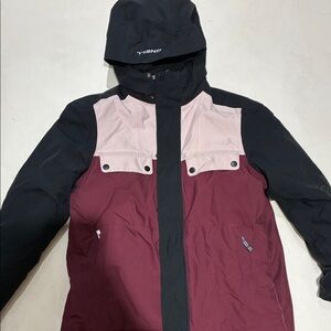 O'Neill Black and Maroon Jacket with Light Pink Details